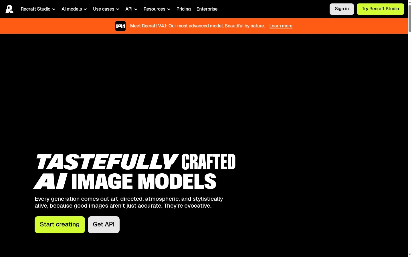 Recraft V4 Website-Screenshot
