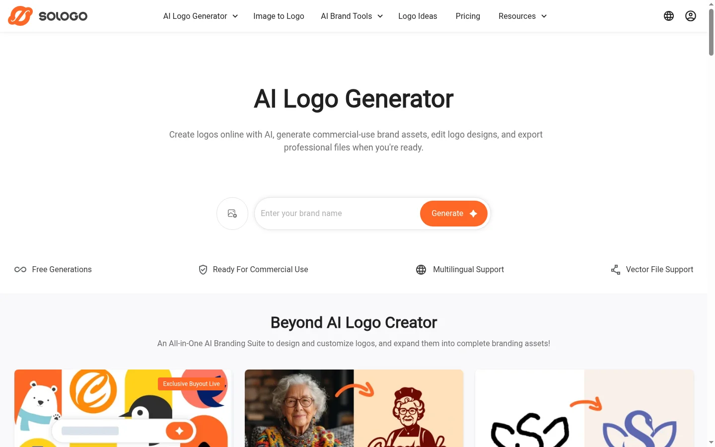 SologoAI website screenshot