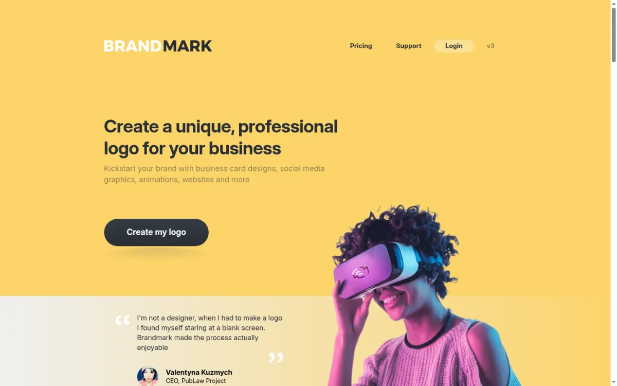 Brandmark 공식 홈페이지 스크린샷
